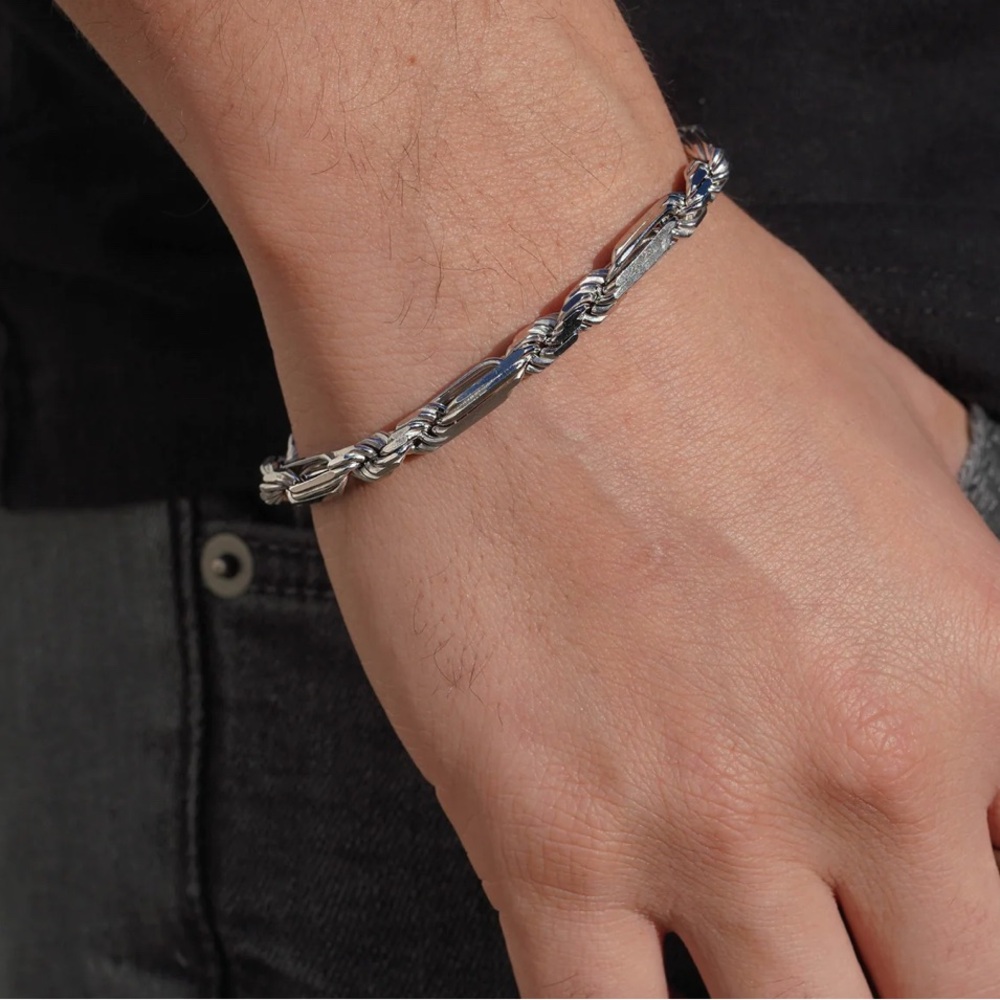925 BS Solid Sterling Silver White Milano Bracelet